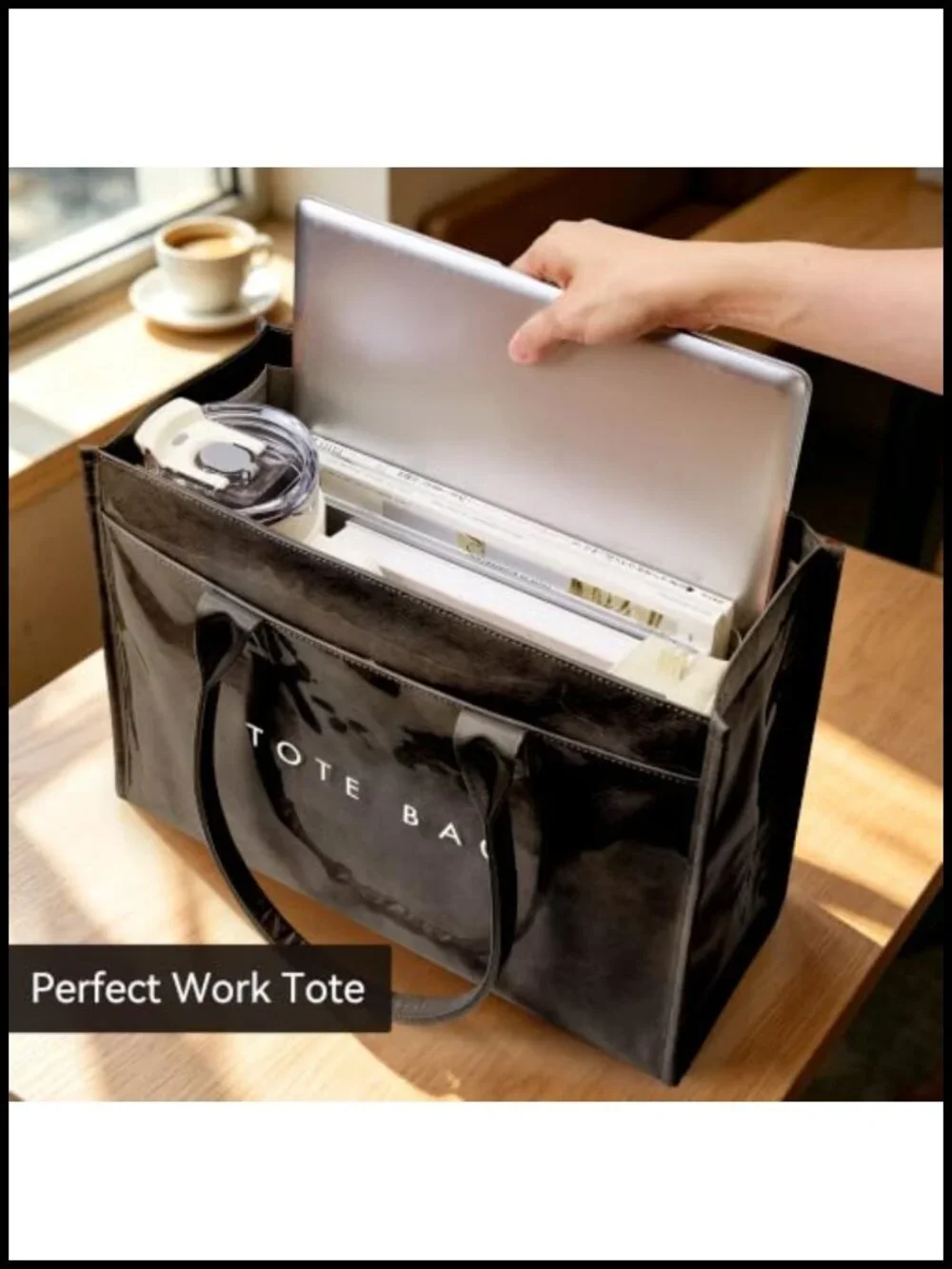 PVC Tote Bag Women's Large Capacity Laptop Shoulder Handbag Waterproof Work
